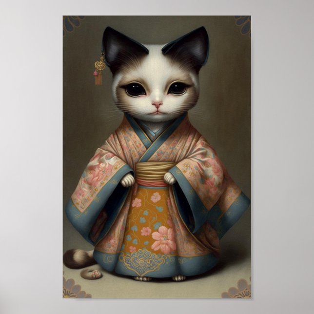 Sweet Kitty as a Geisha Girl in Kimono Robe Poster (Front)