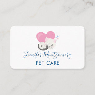 Sweet Kitty Cat Sleeping with a Big Heart in Back Business Card