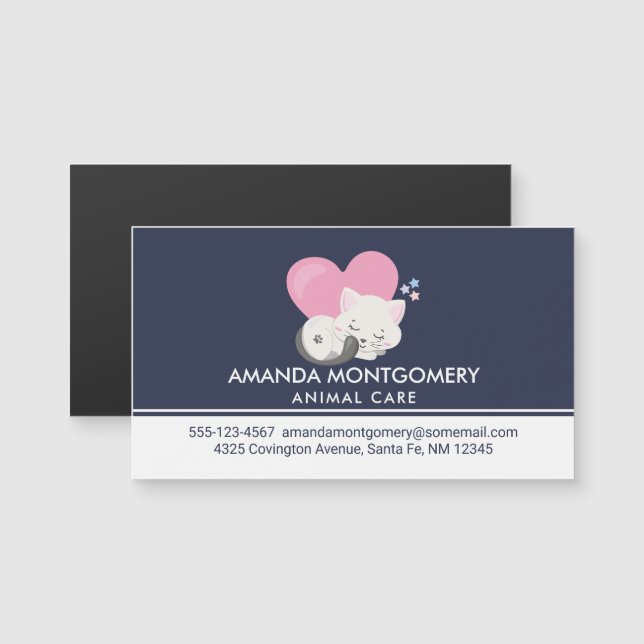 Sweet Kitty Cat Sleeping with a Big Pink Heart (Front/Back)