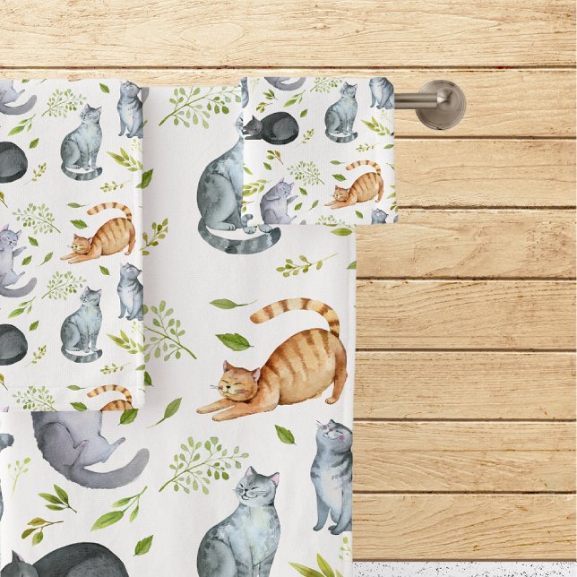 Sweet Kitty Cats Pattern Bath Towel Set (Creator Uploaded)