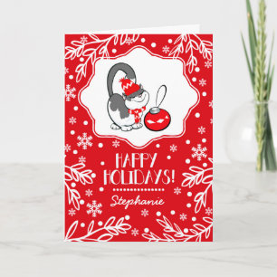 Sweet Kitty Custom Name Christmas Cards for kids