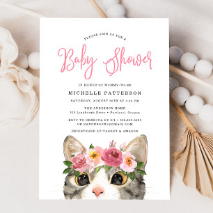 Sweet Kitty Girl Baby Shower Invitation