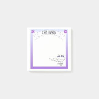 Sweet Kitty Graphic Purple Border Personalised Post-it Notes