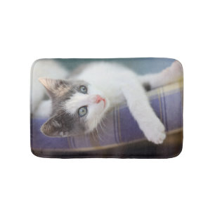 Sweet Kitty In Plaid Bed Bath Mat