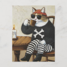 Sweet Kitty Pirate in fuzzy black sweater coffee