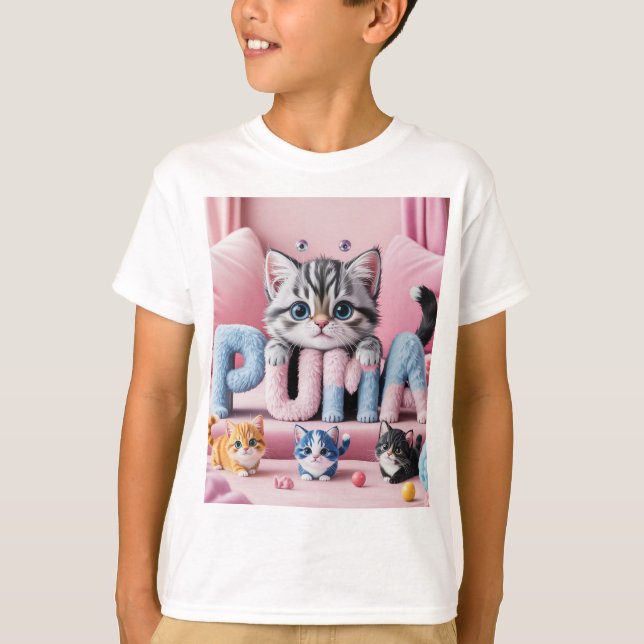 Sweet Kitty Squad | Playful and Colourful Cat Art T-Shirt (Front)