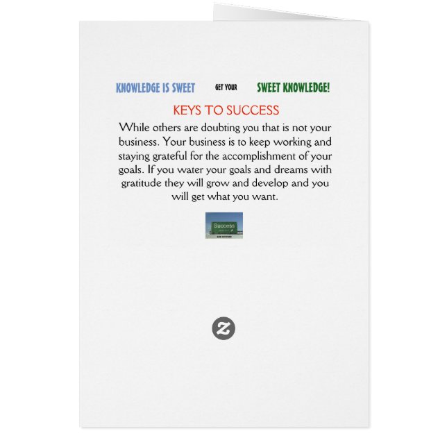 SWEET KNOWLEDGE CARD (Back)