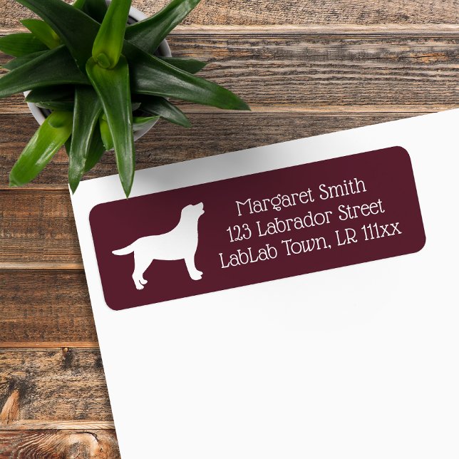 Sweet Labrador Silhouette Purple Return Address (Labrador Silhouette Design Return Address Label for Labrador Owners.  Elegant purple background.)