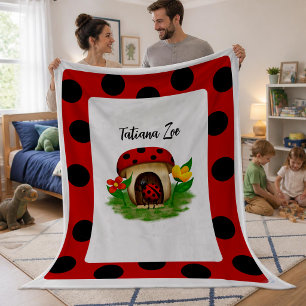 Sweet Ladybug Friend Large-Size Fleece Blanket