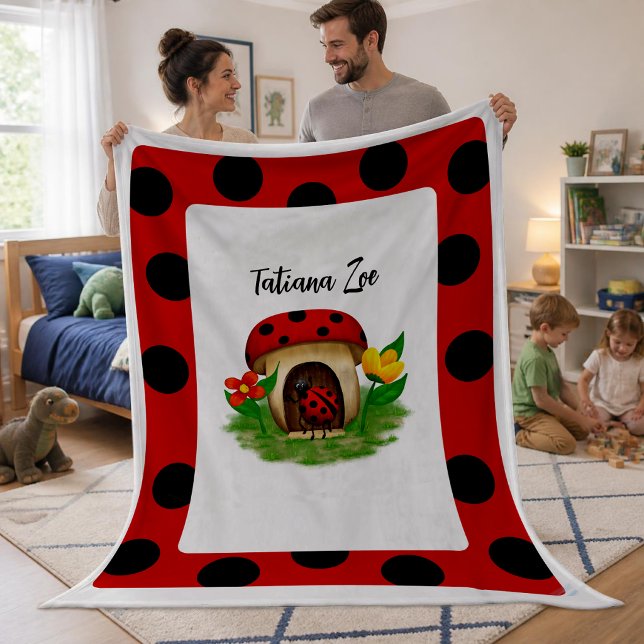 Sweet Ladybug Friend Large-Size Fleece Blanket (Creator Uploaded)