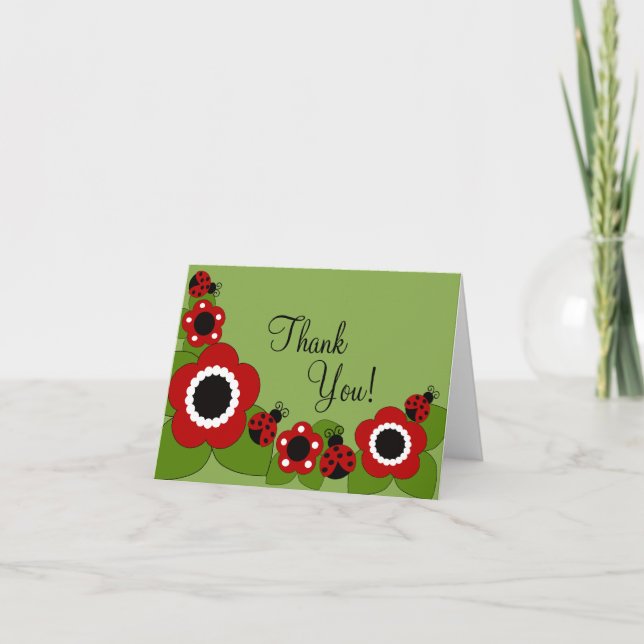 Sweet Ladybug Thank You Note Card (Front)