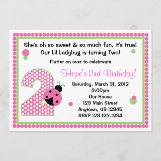 Sweet Ladybug Two Invitation