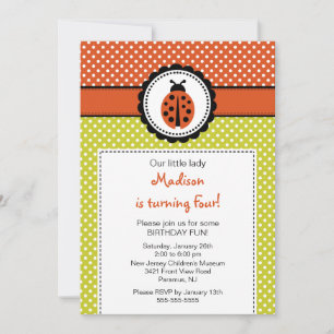 Sweet Ladybugs Birthday Invitation Polka Dots