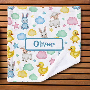 Sweet Lamb, Bunny, and Duckling Pattern Wash Cloth