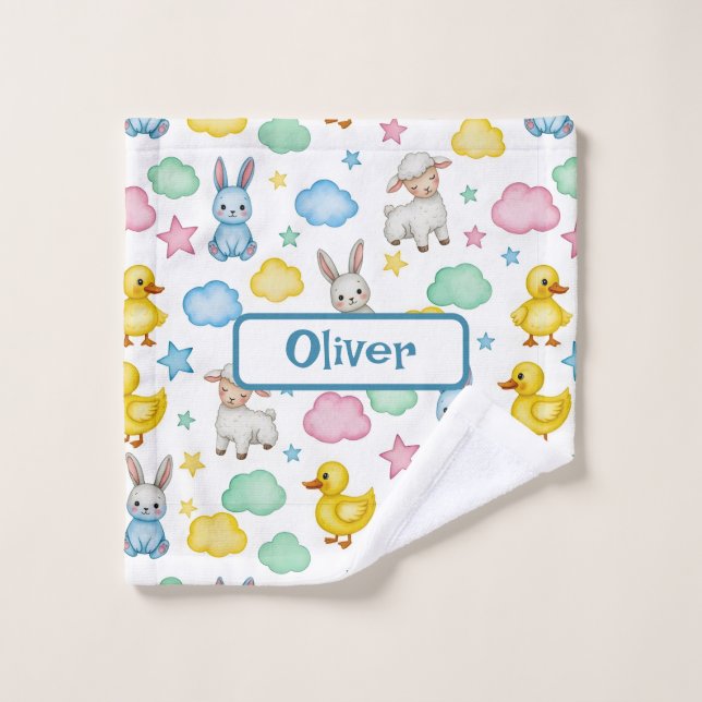 Sweet Lamb, Bunny, and Duckling Pattern Wash Cloth (Wash Cloth)