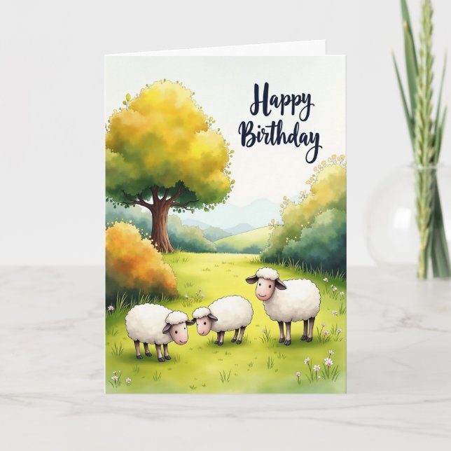Sweet Lambs Birthday Card (Front)