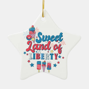 Sweet Land Of Liberty - America July 4th Ceramic Tree Decoration