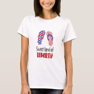 Sweet Land of Liberty American Flip Flops Usa Flag T-Shirt