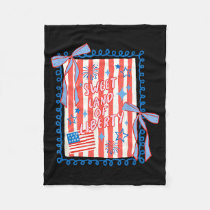 Sweet Land Of Liberty Patriotic Coquette Usa Bow Fleece Blanket
