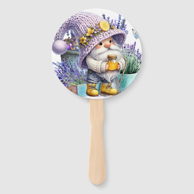 Sweet Lavender Gnome Hand Fan (Front)