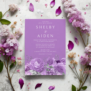 Sweet Lavender Violet Purple Floral Wedding Invitation