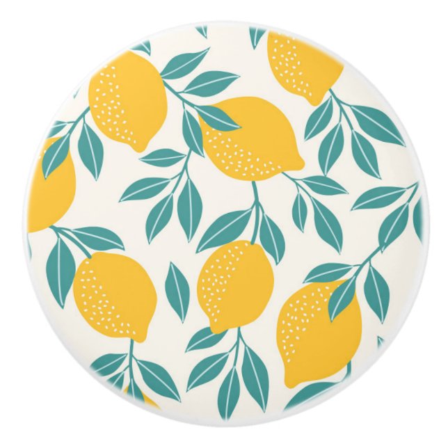Sweet Lemon Branches Pattern Ceramic Knob (Front)