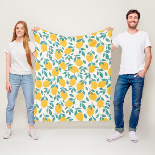 Sweet Lemon Branches Pattern Fleece Blanket