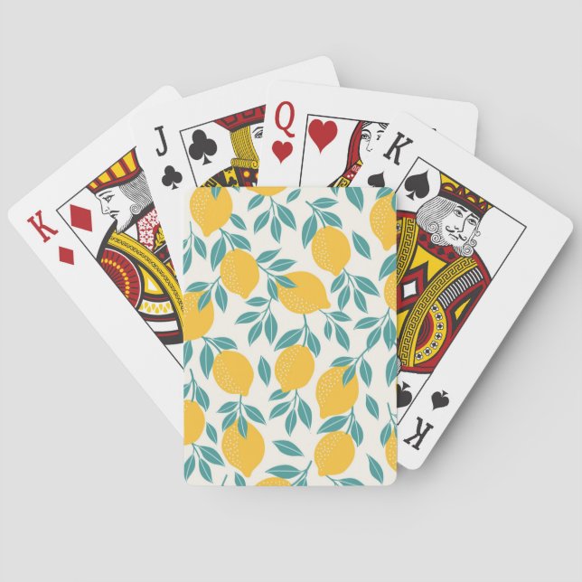 Sweet Lemon Branches Pattern Playing Cards (Back)