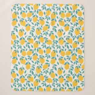 Sweet Lemon Branches Pattern Sherpa Blanket