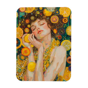 Sweet Lemon Dreams Klimt Style AI Magnet
