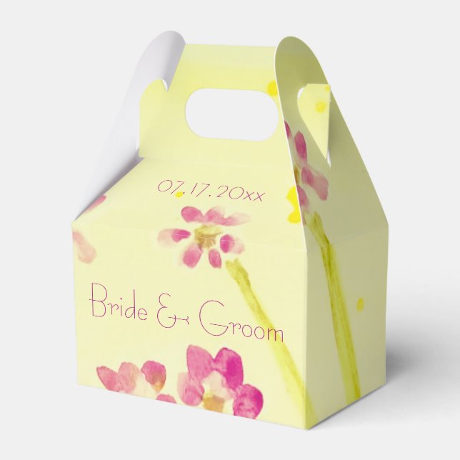 Sweet Lemon Lime and Pink Floral Favour Box (Front Side)