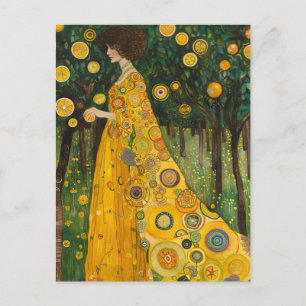 Sweet Lemon Trees Woman in Klimt Style  Postcard