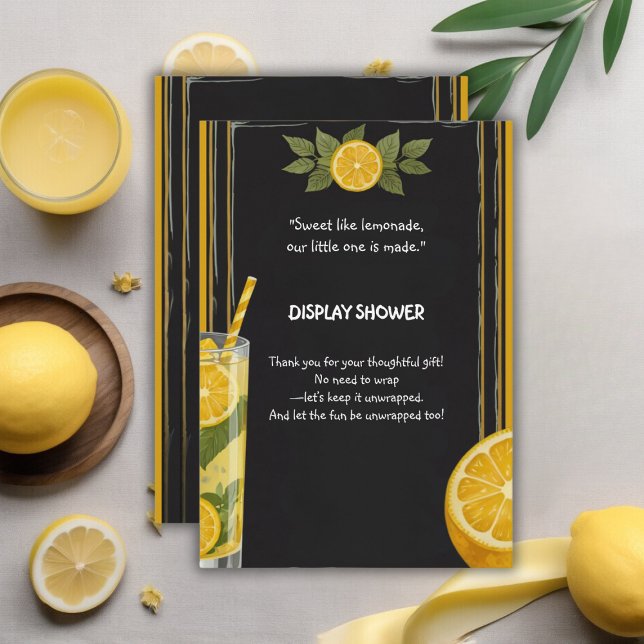 Sweet Lemonade Chalkboard Stand Baby Shower Enclosure Card (Creator Uploaded)