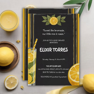 Sweet Lemonade Chalkboard Stand Baby Shower Invitation
