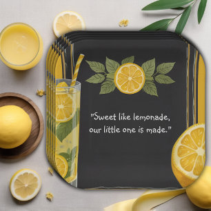 Sweet Lemonade Chalkboard Stand Baby Shower Paper Plate