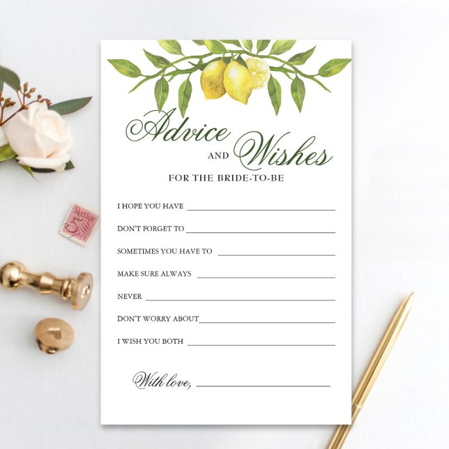 Sweet Lemons &  Greenery Advice and Wishes card (Creator Uploaded)