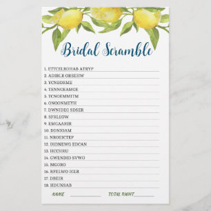 Sweet Lemons & Greenery  Bridal Shower Game