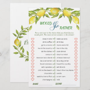 Sweet Lemons & Greenery Chic Bridal Shower Game