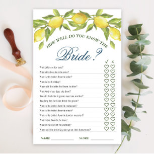 Sweet Lemons & Greenery Chic Bridal Shower Game