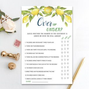 Sweet Lemons & Greenery Chic  Bridal Shower Game