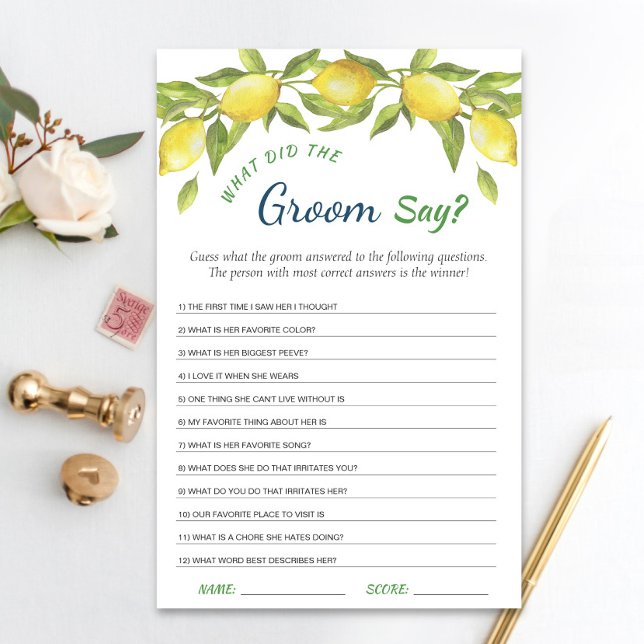 Sweet Lemons & Greenery Chic Bridal Shower Game (Creator Uploaded)