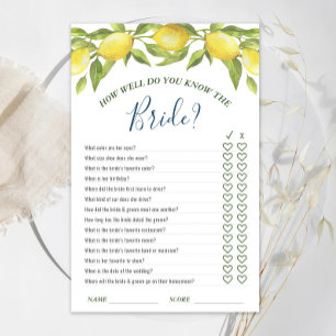 Sweet Lemons & Greenery Chic Bridal Shower Game