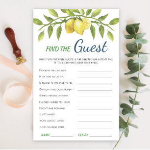 Sweet Lemons & Greenery Chic Bridal Shower Game