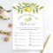Sweet Lemons & Greenery Chic Bridal Shower Game