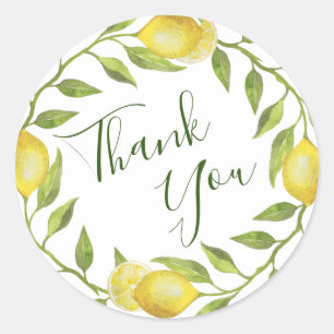 Sweet Lemons & Greenery Watercolor Wedding Classic Round Sticker
