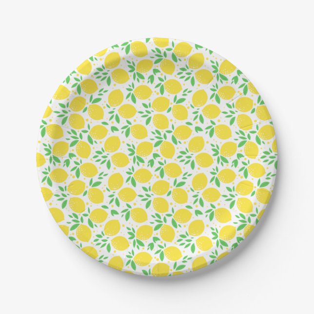 Sweet Lemons Leaf Pattern Paper Plate (Front)