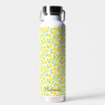 Sweet Lemons Leaf Pattern Personalised Water Bottle<br><div class="desc">Cute lemon and leaf patterned personalised water bottle.</div>