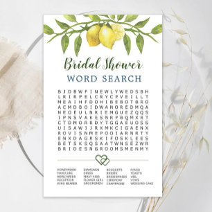 Sweet Lemons Word Search Bridal Shower Game