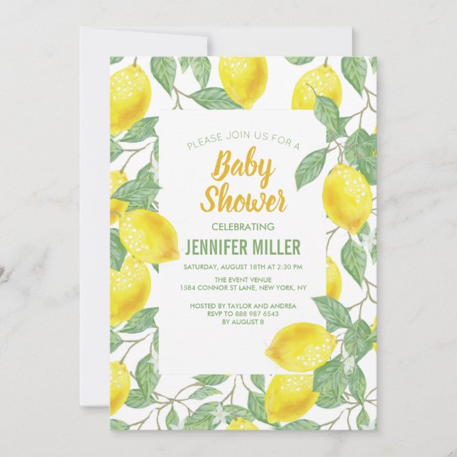 Sweet lemons yellow summer.                      invitation (Front)