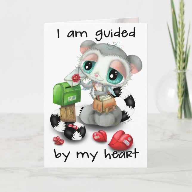 Sweet lemur posting love letters - Guided by heart Card (Front)